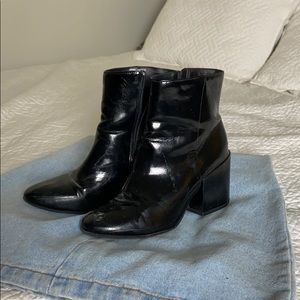 Black Patent (faux) leather booties!